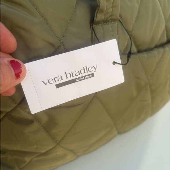 NWT Vera Bradley Quilted Olive Green Large Weekender Bag - Picture 6 of 8